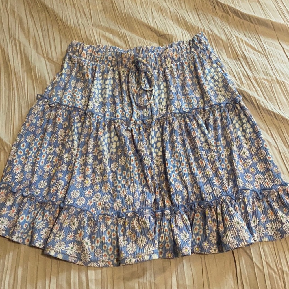 Light Blue floral print skirt